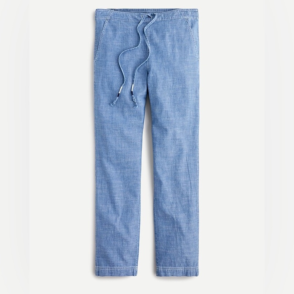 J. Crew Tie Waist Seaside Pant in Chambray